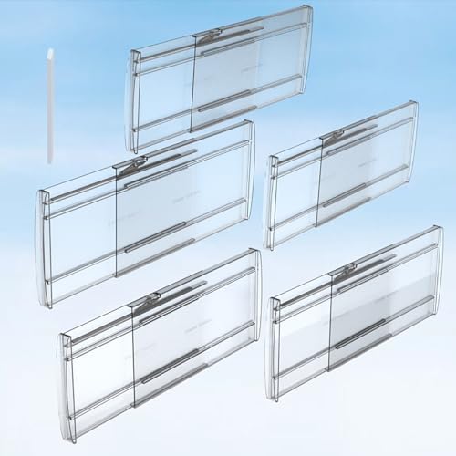 5 Pack 6" High Clear Adjustable Drawer Dividers Clothes,Expandable 12-20"