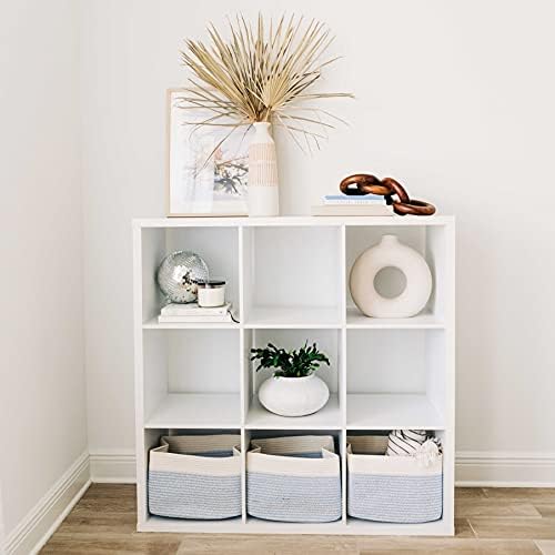 OrganiHaus Cotton Rope Baskets for Shelves, Set of 3, 15x9x10