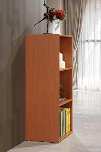 Hodedah Import 3 Shelf Bookcase, Cherry