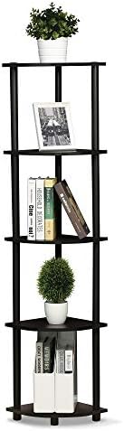 Furinno TURN-N-TUBE Corner Shelf, 5-Tier Corner Bookshelf, Open Storage Shelves, for Organization and Storage, Living Ro
