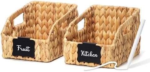 Pantry Baskets for Organizing，Wicker Storage Bins,S -2 pcs,Natural