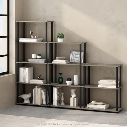 Furinno Turn-N-Tube Book Shelf, 4-Tier Bookshelf, Bookcase with Multipurpose Compact Display Rack, 11.6 x 23.6 x 43.2, f