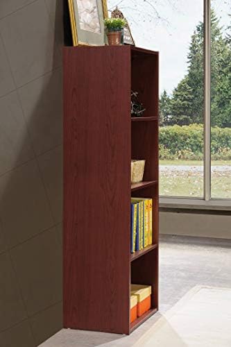 Hodedah 4-Shelf Bookcase in Mahogany