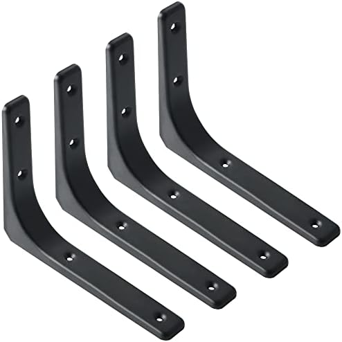 SAYAYO Wall Shelf Bracket Black, 8 X 6 Inch Heavy Duty L Bracket for Wood