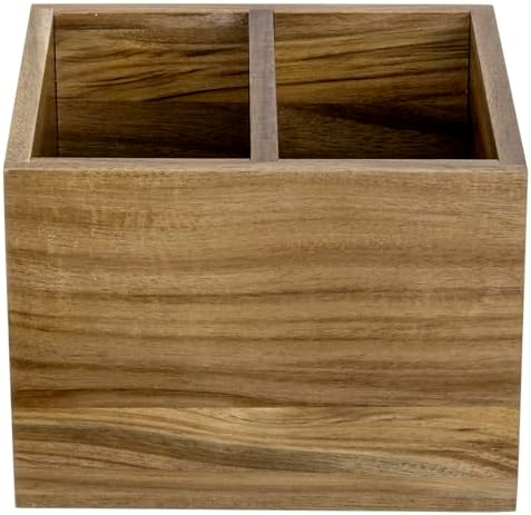 MyGift Premium Acacia Wood Remote Holder, 2 Slot TV Control Caddy