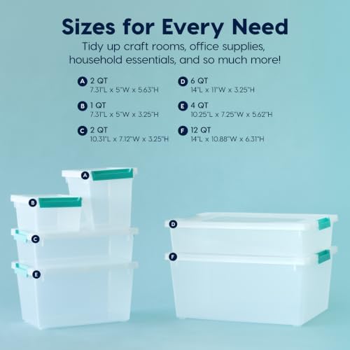 IRIS USA Storage Bins with Lids |Made in USA| 12 Qt - (4-Pack) - Clear