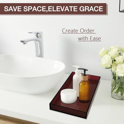 Amber Acrylic Tray 5mm Thicken 7.9x4'' Decorative Serving Tray for Bathroom, Toilet Tank, Sink Countertop, Living Room,D