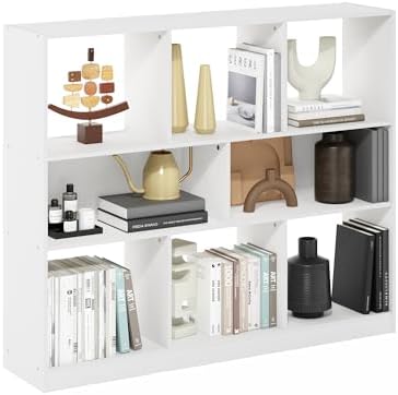 Furinno DALY Book Shelf, 8-Cube Bookshelf, Horizontal Cube Storage Organizer Bookcase, 10.9 x 47.2 x 39.4, for Living Ro
