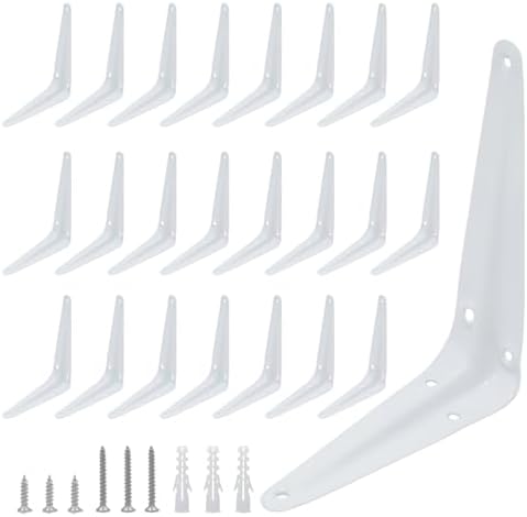 Lilaly 24 Pack Shelf Brackets 5 Inch Shelf Bracket, Heavy Duty L Brackets for Shelves for Hanging Floating Shelves Brack