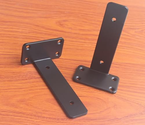20 Pack - 6 inch Black Hidden L Shelf Bracket (1/5 Inch Thicked) Iron Floating Shelf Brackets Rustic Industrial Metal Br