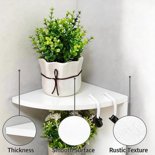 7-Tier Corner Shelf Wall Mount, Screw-Mounted Floating Bookshelf with Enhanced Support, Space-Saving Zigzag Shelf for Be