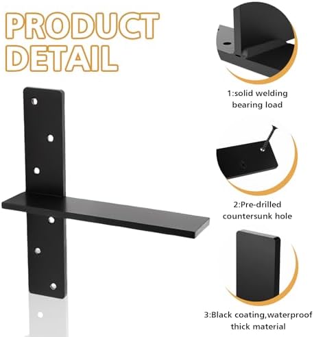 3 Pcs 3/8" Thick Floating Shower Bench Brackets 12"x11"x2.5"