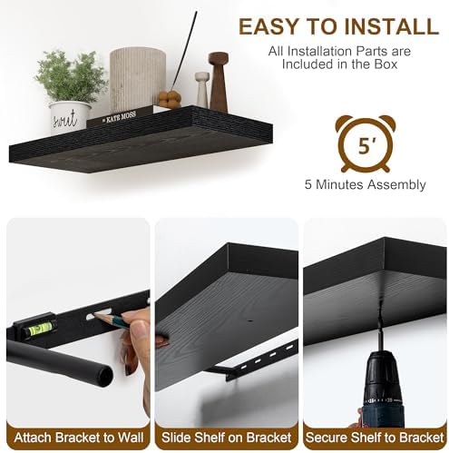 Square Floating Shelves for Wall, Small Corner Shelves, 8"W x 8"D, Set of 3