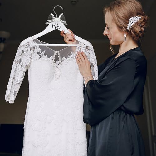 Yuntau Bride Hanger for Wedding Dress Wooden Mrs Hanger,White,Mrs