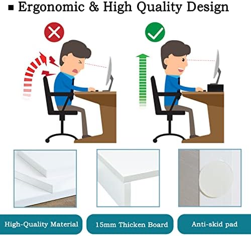 TEAMIX White Monitor Stand Riser, 2 Pack Wood