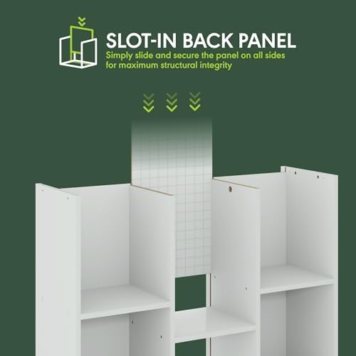 Furinno LUDER Book Shelf, 11-Cube Bookshelf, Reversible Cube Storage Bookcase, Open Storage Shelf, Closed Back 9.4 x 29.