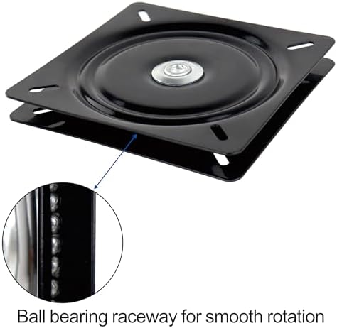 10 Inch Lazy Susans Turntable Bearings Swivel Zinc Plate, Black Square Lazy Susan Hardware, Heavy Duty Lazy Susan Replac
