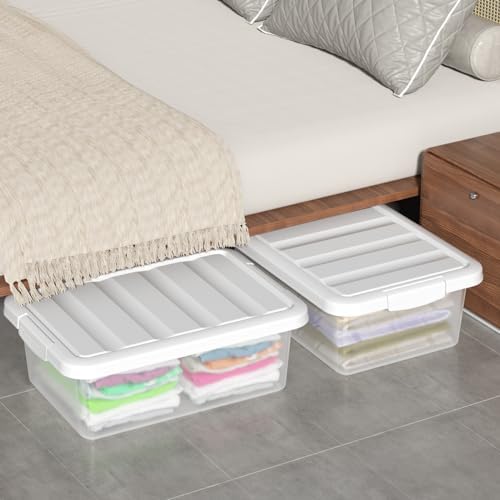 14 Quart Plastic Clear Storage Bin, 2 Packs