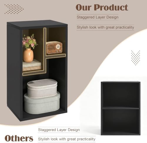 VECELO Cubby Storage Organizer Bookcase, Open Cube Display Shelf Cabinet, Freestanding Multicompartment Bookshelf for De
