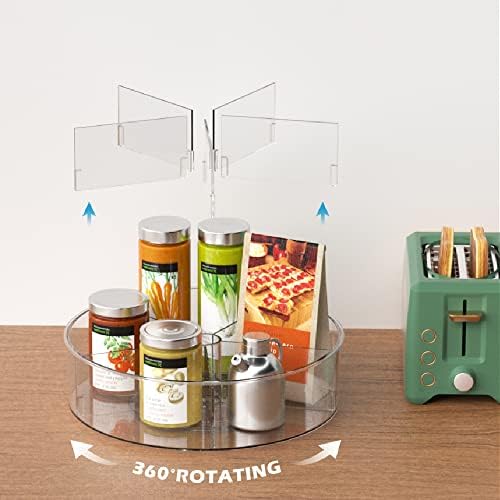 Lazy Susan Turntable Spice Rack Organizer, Food Storage Container Rotating Condiments Spinning Organizer for Kitchen Cab