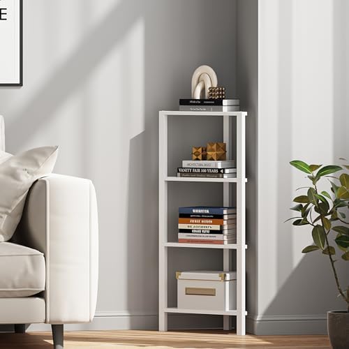 TUTOTAK Corner Shelf, 4-Tier Corner Bookshelf for Small Space