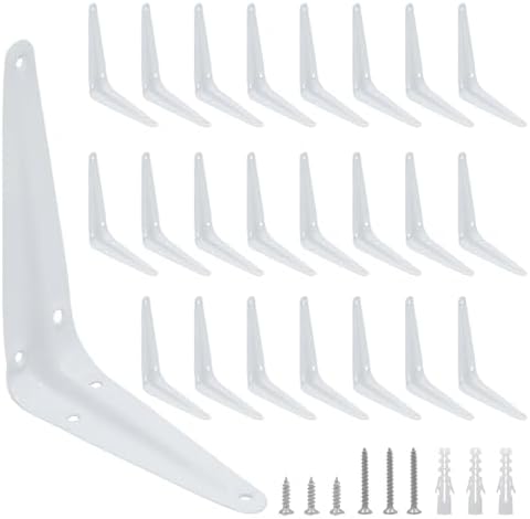24Pcs 5 x 4 Inch White Shelf Brackets, L Brackets