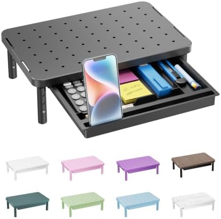 WALI Computer Monitor Stand with Storage, Monitor Riser 3 Height Adjustable