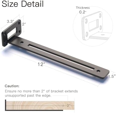 LEOPO 12 Inch 6 Pack Openwork T Shelf Bracket for DIY Floating Shelf