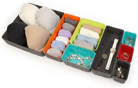 Three by Three Seattle Recycled Felt Storage Bins, Set of 8 – Multicolor