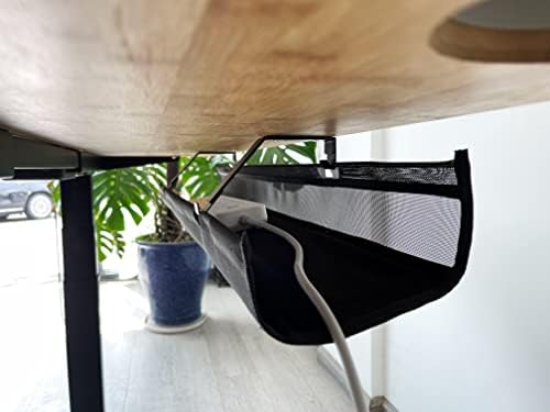 Under Desk 35 Inch Mesh Fabric Cable Management Tray, Power Cable Holder, Cord Organizer, Make Wire Tidy for Height Adju