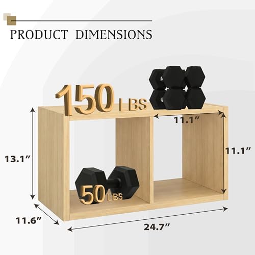 WannabeMyself【2026 Wooden Thick Frame】 2 Cube Storage Organizer with Anti-Tipping Kits, Reversible Open Back Book Shelf,