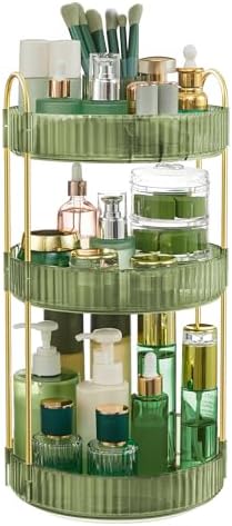 SONGMICS 3-Tier Makeup Organizer, Round Rotating, Customizable