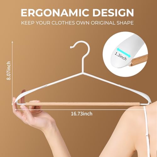 16.7 Inch Wooden Wide Shoulder Hangers for Sweater,Coat,Suit,20 Pack