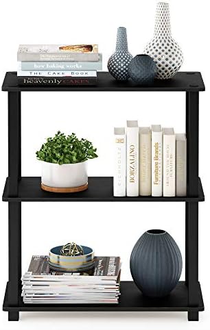 Furinno TURN-S-TUBE Storage Shelves Set of 2, 3-Tier Book Shelf, Corner Shelf, Toolless Open Shelves, Square Tubes, for 