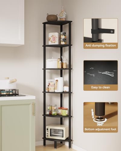 IBUYKE 6 Tier Corner Shelf Stand,Industrial Corner Display Rack WBC011B