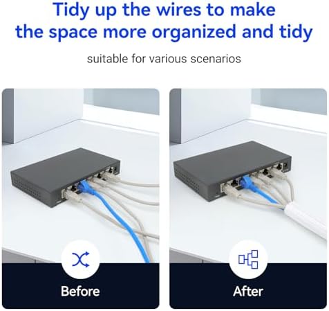 Cable Management, 16FT Wire Management Computer Cord Desk Organizer Protectors from Pets No Chew (White, 16mm-(2/3"))