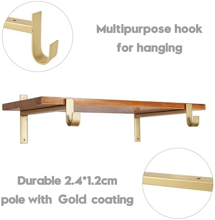 AddGrace Closet Rod Bracket Heavy Duty Shelf Brackets Gold 6 Inch 4 Pack