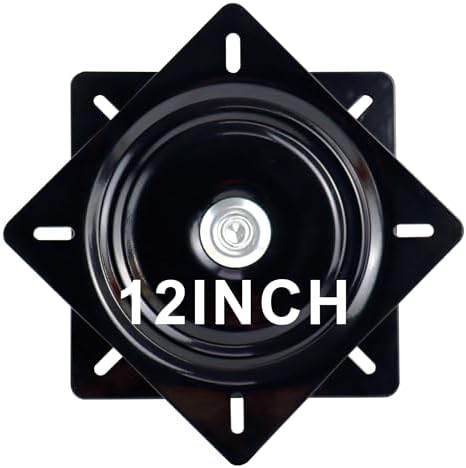 12 Inch Lazy Susans Turntable Bearings Swivel Zinc Plate, Black Square Lazy Susan Hardware, Heavy Duty Lazy Susan Replac