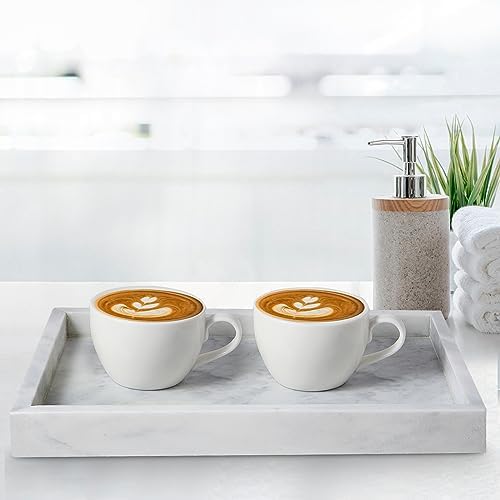 Natural Marble Vanity Tray - 4.66 lbs (2.1kg) Ultra-Heavy Solid Stone Tray - 11.8" x 7.9" Rectangle Bathroom Organizer f