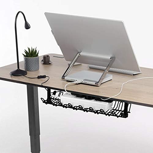 2 Packs Cable Management Tray, 14 inch Under Desk Cable Holder for Wire Management, Heavy Metal Cord Organizer Ideal for
