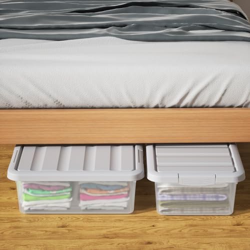 14 Quart Plastic Clear Storage Bin, 2 Packs Organizers Boxes