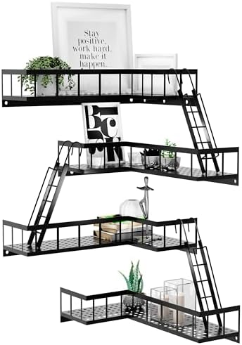 Fire Escape Wall Shelf, Modern City Style Corner Wall Shelves, Trinket Figurine Display Knick Knack Shelf Easy to Instal