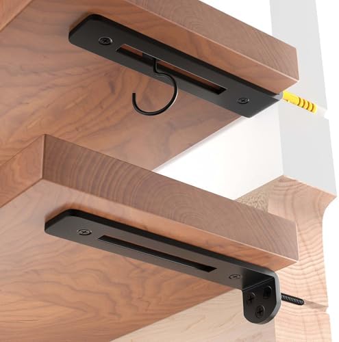 6 Pack 12 Inch Shelf Brackets, 1/5" Thick Hidden L Floating Shelf Bracket