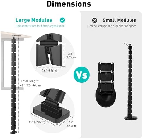 Heavy Duty Screw-in Cable Management Spine, 4-Channel Under Desk Vertebrae Cord Organizer for Wood & Laminate Standing D