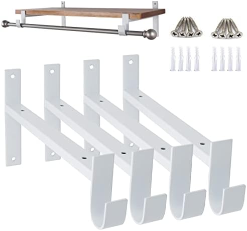 AddGrace Closet Rod Bracket Heavy Duty Shelf Brackets White 10 Inch 4 Pack