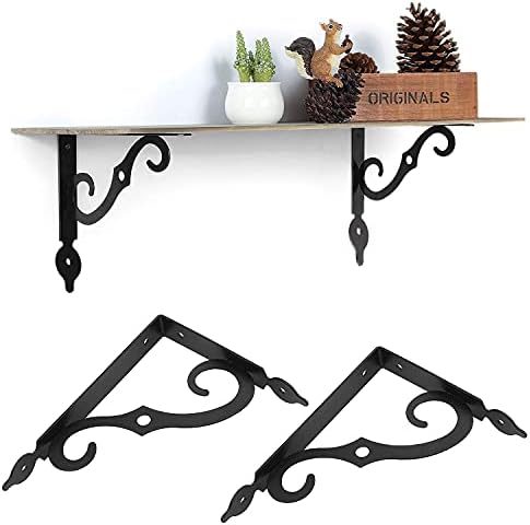 Acrux7 12 Pack Decorative Shelf Brackets - 10 inch Wall Mounted Floating Shelf Bracket - Heavy Duty Metal L Shape Shelf 