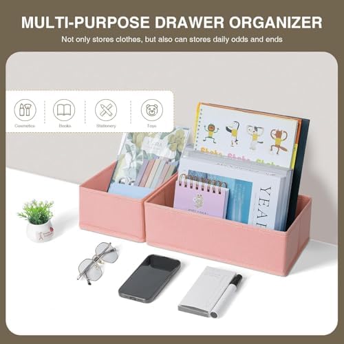 DIMJ Drawer Organizers - Set of 12 Fabric Closet Organizers and Storage, Drawer Dividers for Baby Clothes, Socks, Belt, 