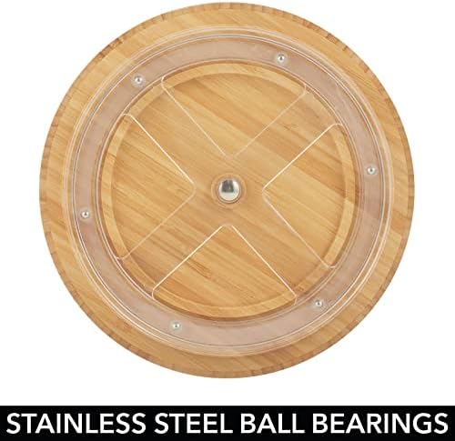 mDesign Bamboo Lazy Susan Turntable Food Storage Container for Cabinets, Pantry, Refrigerator, Countertops, Spinning Org