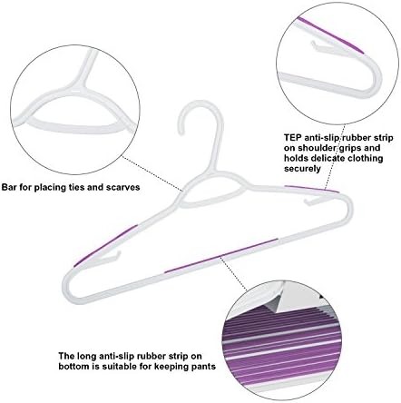Plastic Clothes Hangers 30 Pack, Hangers with Grip Purple