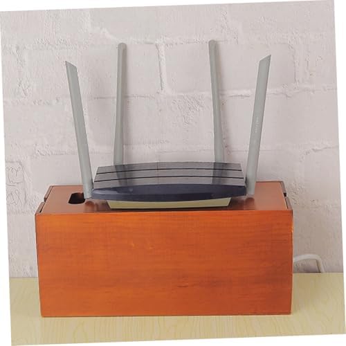 Wood Cable Management Box for Desk Cord Storage and Tidy Desktop